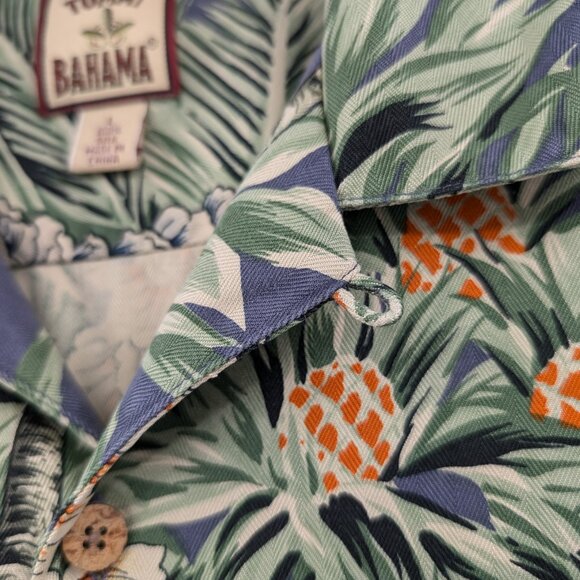 TOMMY BAHAMA Shirt Men's L Multicolor Floral Palm Tree Silk Hawaiian Loop Collar - Picture 5 of 15